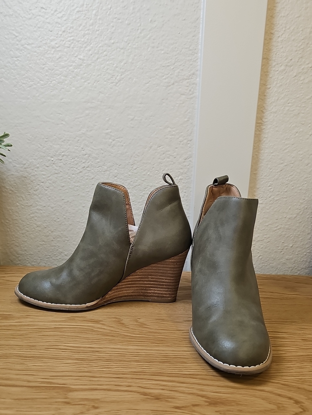Report Olive Wedge Ankle Booties